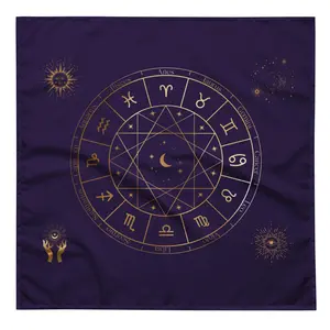 Purple Zodiac Tarot Bandana – All-Over Tarot Cloth | The Astral Priestess