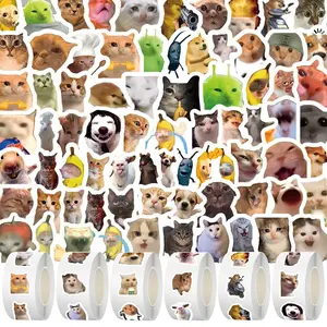 500pcs Fun Cat Stickers, Creative DIY Roll-Up Stickers for Journals, Gifts, Envelopes, Water Bottles, Refrigerators, Books, Luggage, Helmets, Skateboards, Cameras, Guitars, Notebooks, Computers