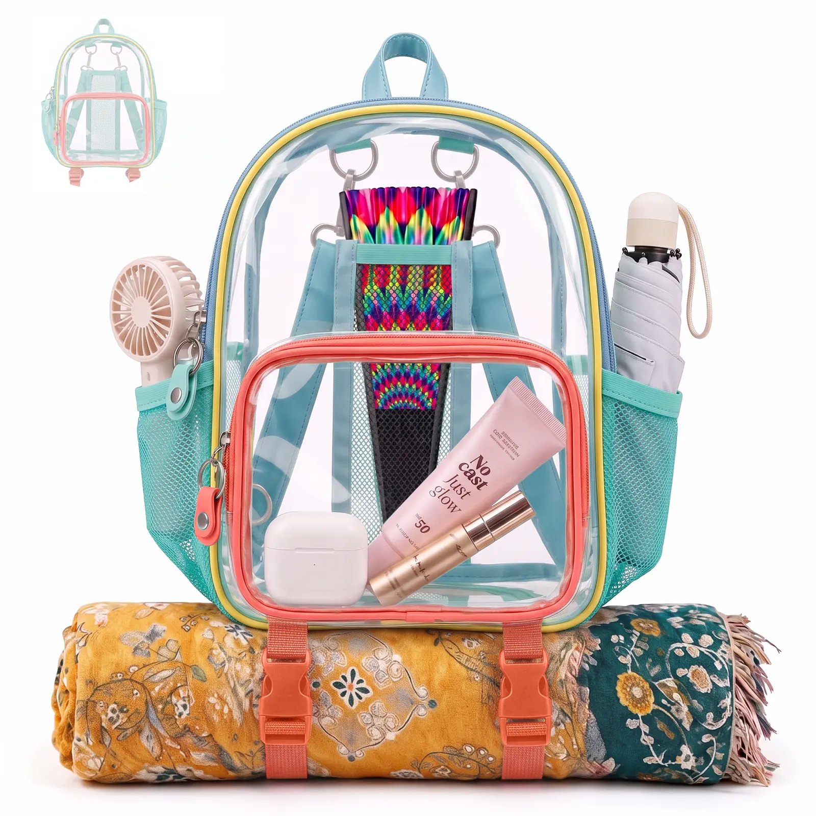 Women's Thick PVC Mini Travel Backpack - Stylish Casual Daypack, Casual Backpacks, Upgraded Zipper, Anti-Theft Design, Fan Slot for Stadium Events, Concerts