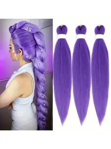Braided Hair 26 Inches, Pre-Stretched Synthetic Braiding Hair, Straight, 3 Pack Rumi Extensions, Stage Party Halloween Cosplay