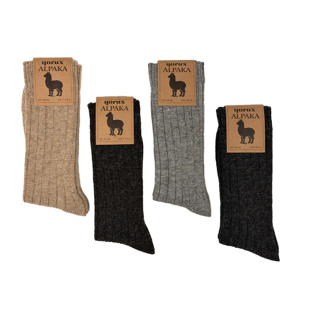 Alpaca Wool Thermal Winter Socks, Thin Unisex Cold Weather Socks, 4-Pair