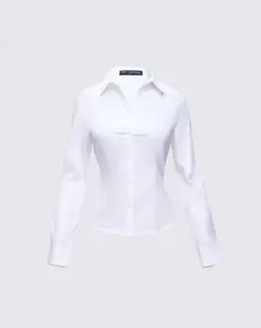 Kyra Fitted White Poplin Shirt