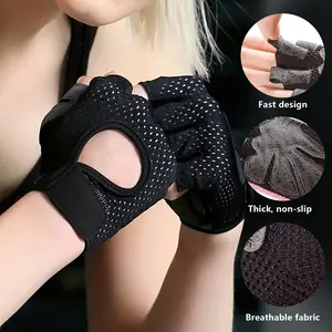 Women's Breathable Half-Finger Cleaning & Cycling Gloves - Elastic Sport Band, Adjustable Size Closure, Thick Non-Slip Grip, Secure Fit, Sporty Look - Home Care Supplies, Black with White Dots summerwins