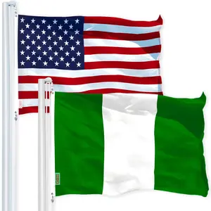 G128 Combo Pack: USA  3x5 Ft 150D Printed Stars & Nigeria (Nigerian) Flag 3x5 Ft 150D Printed