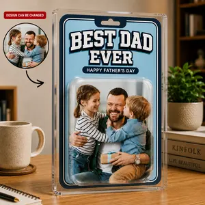 Best Dad Ever Personalized Photo Acrylic Plaque – Custom Photo Dad Gift from Kids, Father’s Day Acrylic Keepsake,Gift from Grandson & Granddaughter Grandpa,Dog Pet