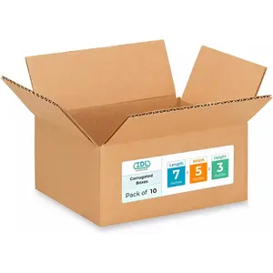 IDL Packaging - B-753-10 Small Corrugated Shipping Boxes 7"L x 5”W x 3"H (Pack of 10) - Quality Choice of Sturdy Packing Boxes for USPS, UPS, FedEx Shipping