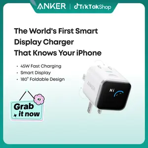 Anker Smart Display Charger, Anker Nano 45W Fast Charging USBC Charger with Smart Recognition, Built-In Care Mode, Compact with 180° Foldable Plug, for iPhone 17/16/15 Series, MacBook, Apple Watch