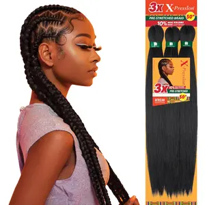 Sensationnel X-pression prestretched braiding hair - 3x braid 58 inch all kanekalon flame retardant synthetic braid for box braids and twists (1 pack, 1B OFFBLACK)