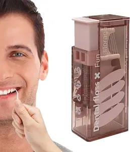 2 automatic pop-up dental floss stick dispensers, can replenish portable oral care storage boxes, including 20 disposable dental floss sticks, oral care products, oral care tools, and oral hygiene essentials