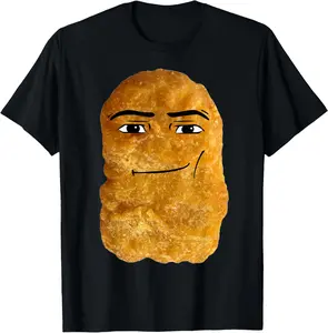 Cotton Gift Tee Chicken Nugget Meme T-Shirt, Small, Black casual cotton streetwear Fabric Menswear for all