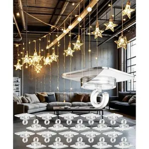 No Drill Ceiling Hooks - 40 Pack Adhesive Hangers for Decorations - Small Drop Hooks for Hanging Decor - Reusable Strips for Classroom Bedroom Party - Damage-Free Hooks for Holiday Christmas Halloween Organiser Decorative Installation Kitchen