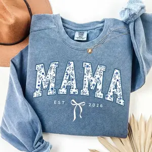 Floral "MAMA" Sweatshirt – Mom Gift for Mother’s Day 2026, Soft Comfort Colors, EST 2026, Floral Print Design, Perfect Gift for Moms, New Moms, Mothers Day Apparel