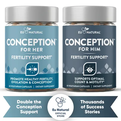 Eu Natural Conception for Her + Him Bundle - Fertility Supplements Combo for Women & Men - Promote Hormone Balance, Cycle Consistency, Aid Ovulation, Egg Health, Sperm Health, CoQ10