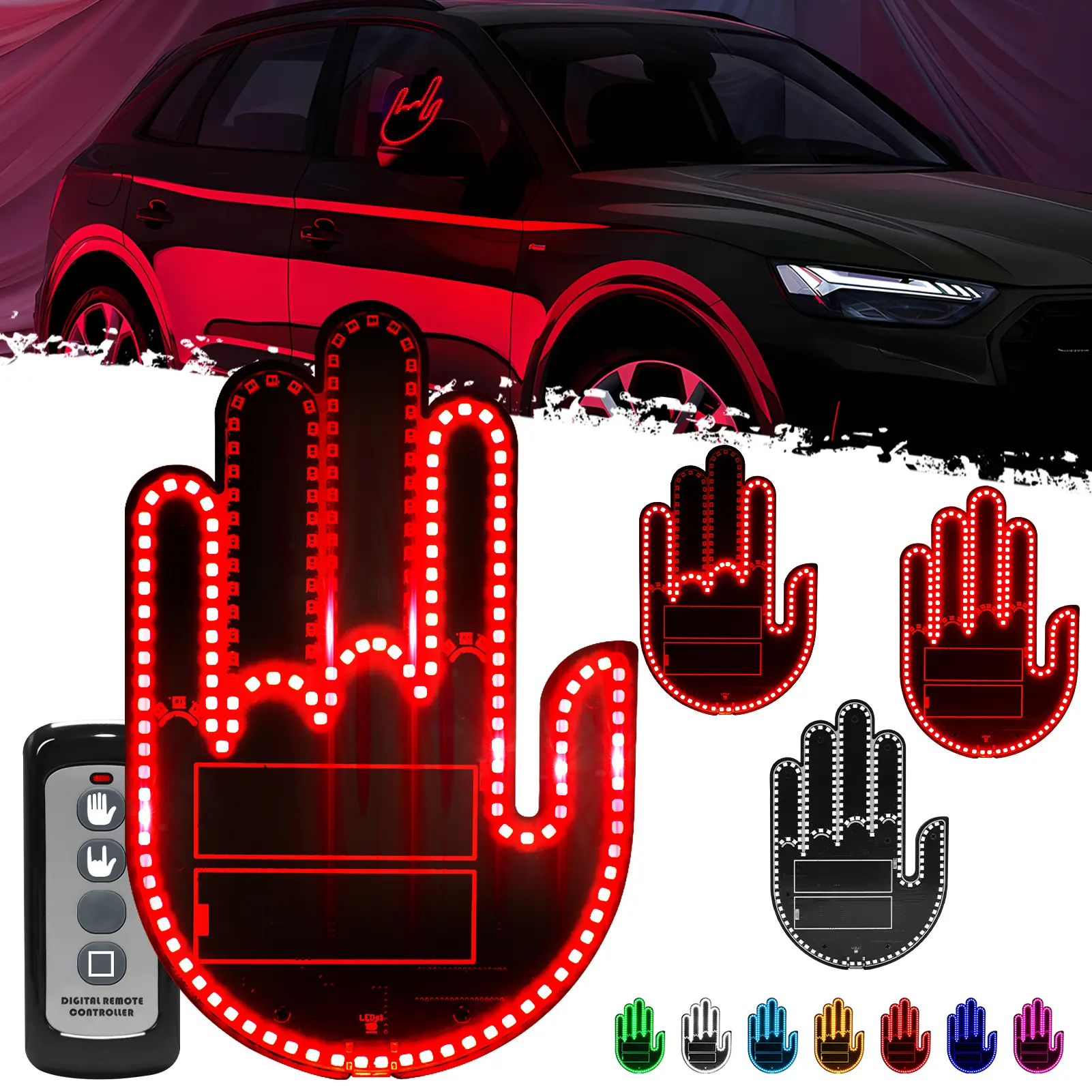 DIBMS Car Gesture Decorative Light, Ambient Lighting Kit, Rechargeable Led Gesture Light, Road Rage Led Signs Calms Road Rage, Decoration led lights car, Road Rage Calming Accessory Kit.(1 PCS) Led Dashboard