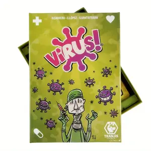 English Happy Virus Strategy Board Game Cards Set, Edition, Fast-Paced Chess and Card Games, Evil Virus Evolution Stack, Paper Material