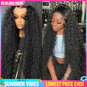 Bling Hair Deep Wave Lace Frontal Wig Transparent 13x4 13x6 HD Lace Frontal Human Hair Wigs Curly Human Hair Lace Frontal Wigs For Women #SummerVibes
