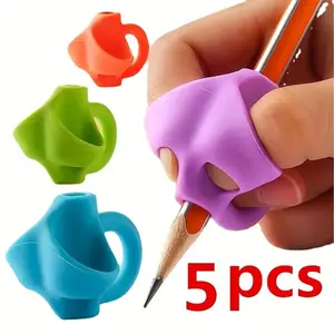 5-Piece Pen Grip Corrector Set, Writing Posture Aid Tool, Soft Rubber Handwriting Correction Accessory, Random Color Option Available, School Supplies, Student Essentials, School Study Supplies