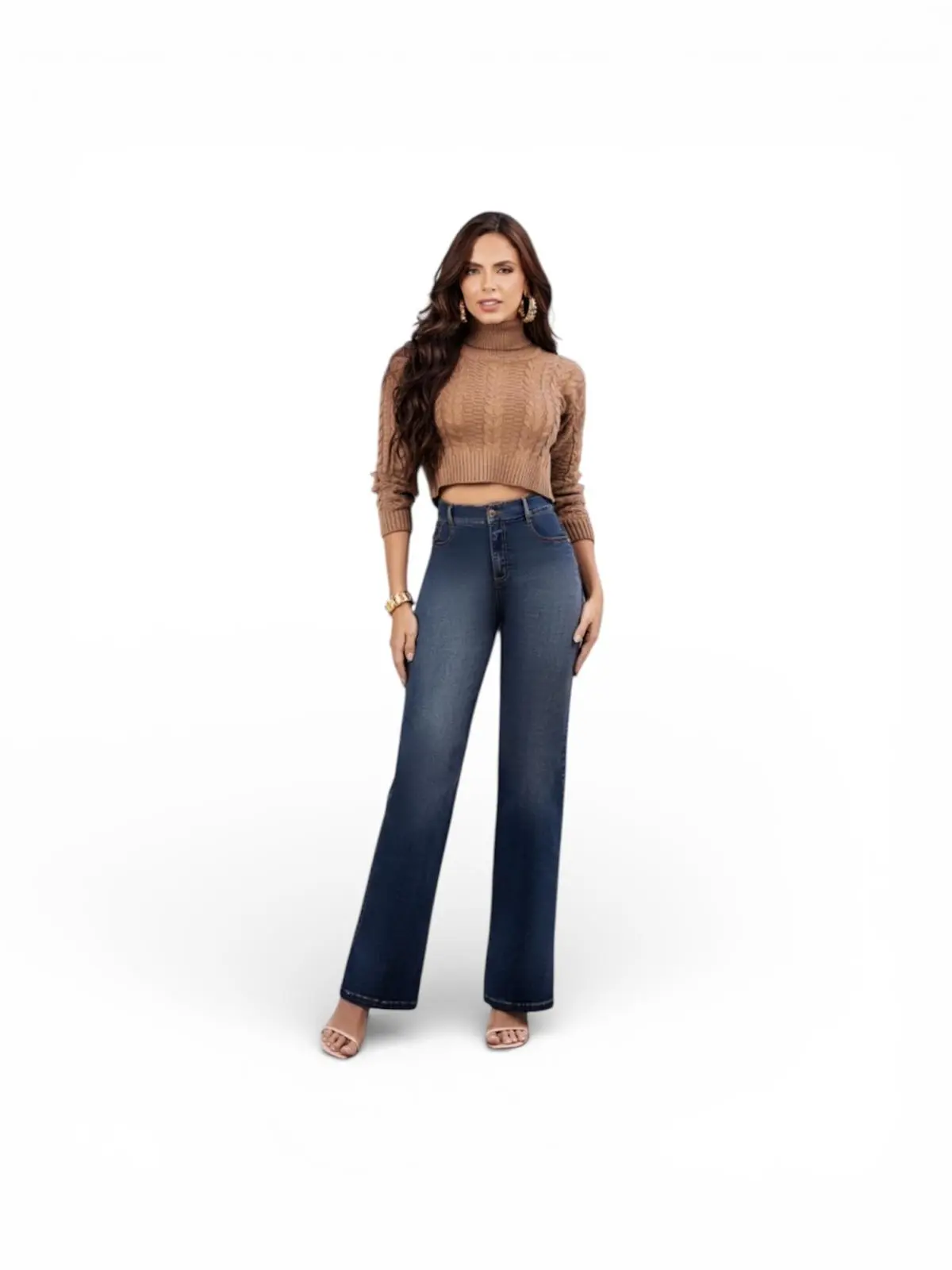 1557 Palazzo Colombiano Carisma Women's High-Waisted Wide-Leg Pants, All Seasons Comfortable Casual Trousers