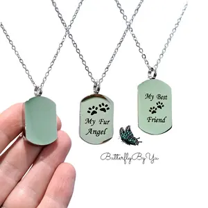 Stainless Steel Dog Paw Ash Urn Pendant Necklace by Custom Cremation Jewelry