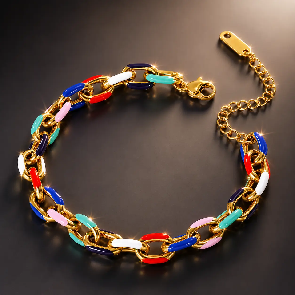 Women’s Enamel Finish Bracelet - Fashion Costume Jewelry for Women, Summer Everyday Wear Lucky Gift Bracelet