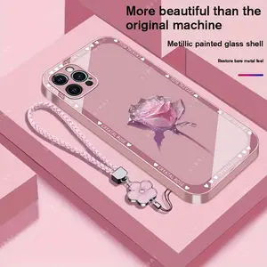 Suitable for [iPhone 12 Pro] Brand new premium phone case,  Free four-leaf clover lanyard，drop-proof and fingerprint-resistant，simple and elegant design，multiple colors available YM99