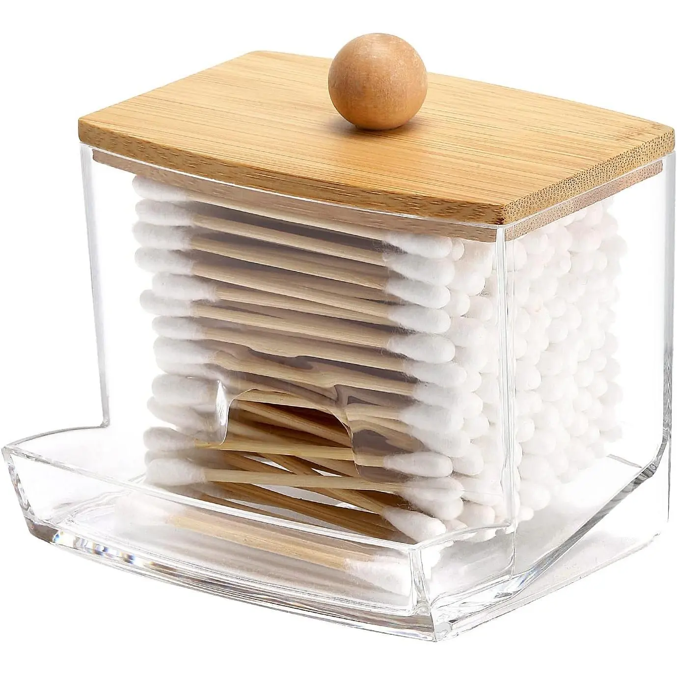 10oz Qtip Holder Dispenser with  , Big Clear Bathroom Organizer Accessories Decor for Storage-Qtips  Ball Holder  Jars,  Swabs, Floss Container