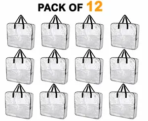IKEA DIMPA Extra Large Clear Storage Bags, Heavy-Duty, Moisture & Moth Protection, Pack of 12