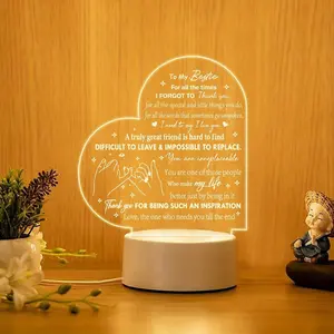 To My Bestie Gifts Night Light Friendship Gift for Friends Birthday Christmas Valentines Day Thank You Gift Bedroom Decor Home Decor Indoor Decor Led Multicolor, Bedroom Led Lights, Atmosphere Light