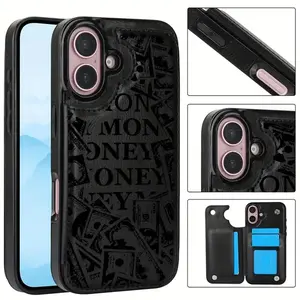 Money Pattern Wallet Phone Case for iPhone 17/16/15/14/13/12 Pro Max/Pro/Plus/Air – PU Leather Card Holder Durable Protective Cover