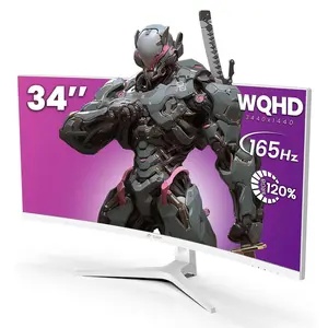 CRUA 34 Inch Curved Gaming Monitor, 21:9 WQHD 3440x1440 165Hz/144Hz 1500R Ultrawide Computer Monitor Support Freesync, PIP/PBP, 120% sRGB, HDMI 2.0 & DP 1.4, Wall Mountable/Tilt Adjustable-Black