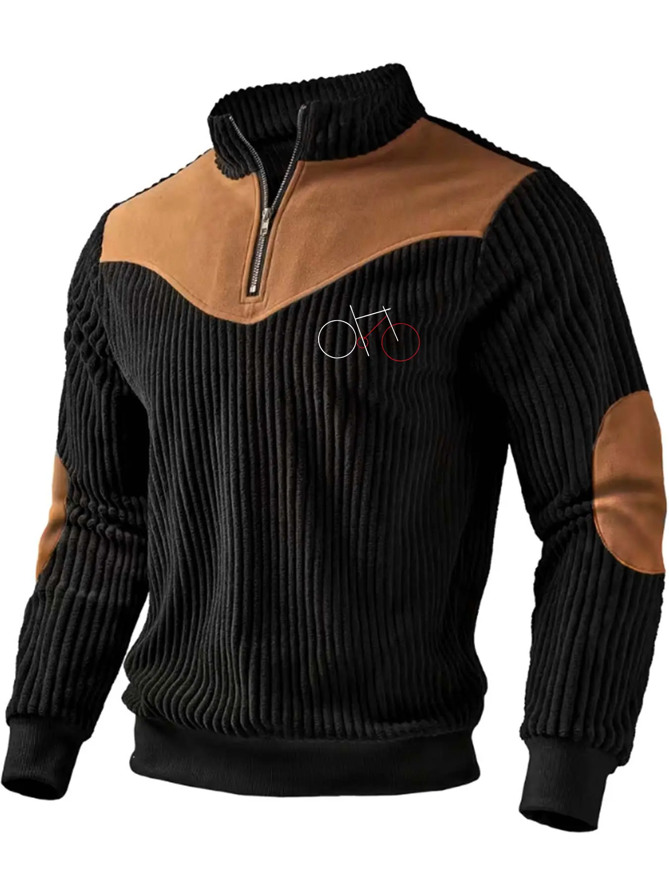 Men's patchwork stand collar zipper sweater