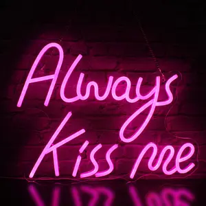 Kiss Me Neon Sign, USB Powered LED Neon Light, Decorative Light for Home, Office, Proposal, Engagement, Wedding Site, Girls Room Decoration