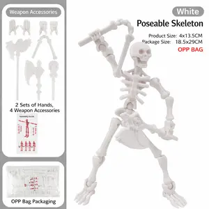 5PCS Mini Multi-Joint Poseable Skeleton Figures Assembly Kit - DIY STEM-Friendly Toy with Accessories, Aesthetic Desk Decor, Tiny Collectible Gift