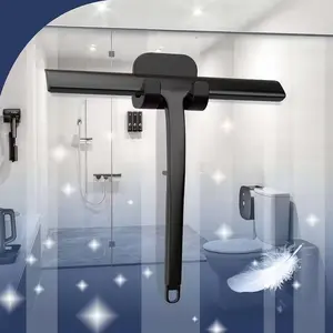 1pc Handheld Silicone Squeegee with Hook - Streak-Free Shower Squeegee for Glass Doors, Windows, Mirrors, Tiles, Shower Doors & Car Windows - Heavy-Duty Water Removal Scraper, Glass Wiper Tool for Bathroom & Window Cleaning, Multipurpose Cleaning Tool