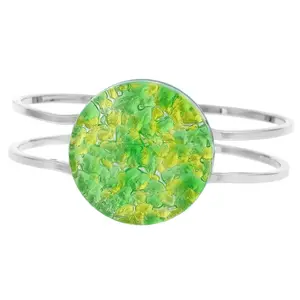 Glass Of Venice Murano Glass Venetian Reflections Metal Bracelet - Green Silver