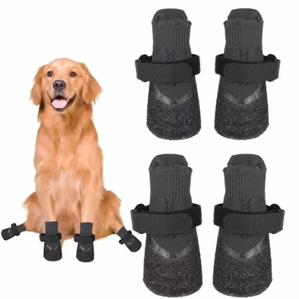 4-Pieces Waterproof Dog Shoes, Non-Slip Paw Protectors with Waterproof Uppers for Anti-Dirt Paw Care