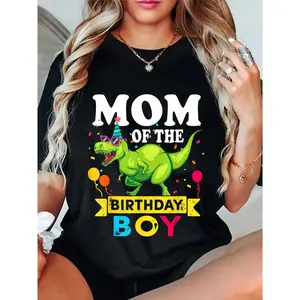 100% Cotton Unisex Mom of the Birthday Boy T-Rex RAWR Dinosaur Birthday boy T-Shirt