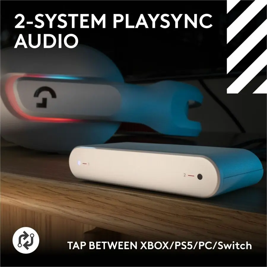 Logitech G Astro A20 X LIGHTSPEED Wireless Gaming Headset for PS5, Xbox, Switch, PC with 2-system PLAYSYNC Audio, Bluetooth, LIGHTSYNC RGB - White