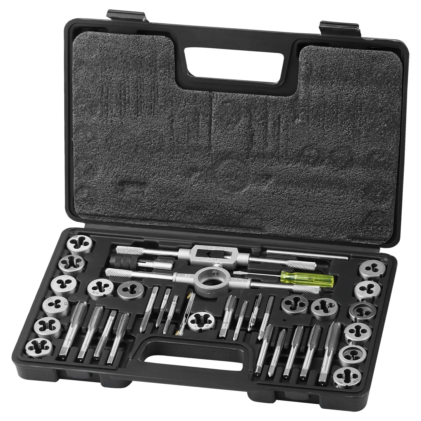 Tap And Die Set, 40-Piece Precision Threading Kit, With Metric Sizes From M3 To M12, Bearing Steel Taps And Dies For External And Internal Threads, Includes Full Accessories, Storage Case, Wrenches, And Cleaning Tools