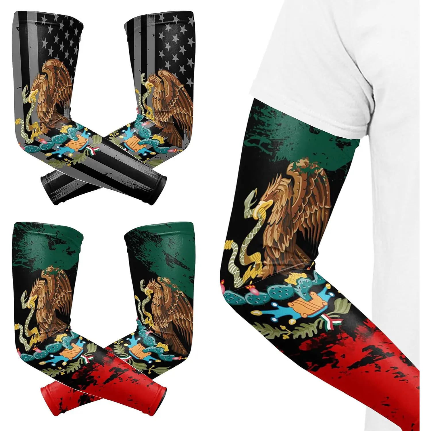 2 Pairs Compression Arm Sleeves Sports Sleeves for Men Women