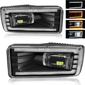 OKSIWA LED Fog Lights Assembly for Chevy 2007-2015 Silverado,2007-2013 Avalanche,2007-2020 Tahoe,2007-2015 Suburban Daytime Running Light Turn Signal for Chevrolet 1 Pair Fog Lamps