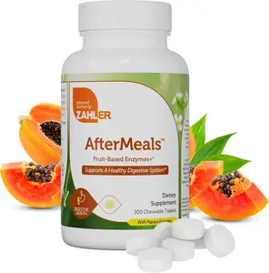 Zahler AfterMeals Natural Antacid Chews Papaya Enzyme Chewable Tablets 100 Count Certified Kosher Digestive Aid Supplement with Calcium for Healthy Bones & Teeth