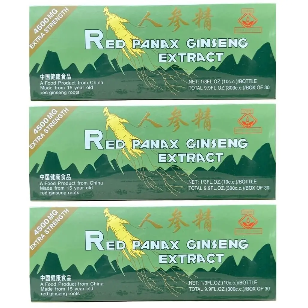 Red Panax Ginseng Extract 4500mg | Herbal Dietary Supplement | Traditional Wellness Support | Liquid Formula (30 Individual servings) Made from 15 years old red Ginseng roots
