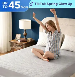 Luna Petal Pattern Waterproof Mattress Protector, Soft & Dirt-Proof Fabric with Deep Pockets (Fits 6–18 Inches), Ideal for Bedroom, College Dorm & Hotel Use mattress toppers mattress topper