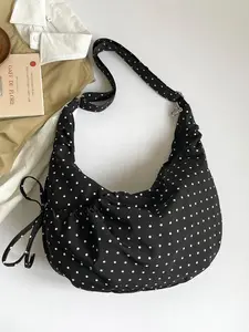 Elegant Fashion Polka Dot Design Bowknot Decorated Tote Bag, Handheld Shoulder Bag, Crossbody Bag for Work and Daily Use, Stylish and Practical, Casual Crossbody Bags