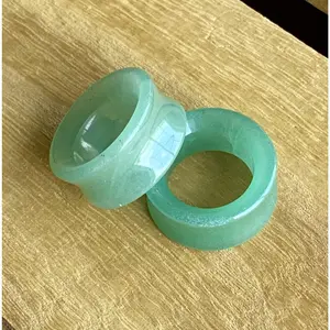 PAIR of Beautiful Green Aventurine Organic Stone Tunnels- Gauges 2g (6mm) to 1" (25mm)