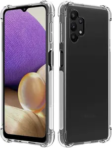 Case for Galaxy A32 5G, Clear [Aquaflex] Transparent Flexible TPU Slim Cover [with Shock Absorbing Corners] for Samsung Galaxy A32 5G Phone