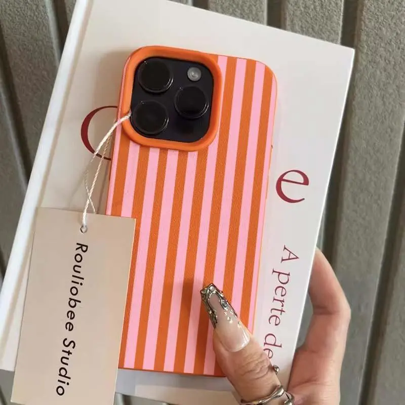 Soft TPU Smartphone Protection Case - Stylish, Lightweight, Colorful Striped Minimalist Couple Casing, Shockproof Skin-Like Texture Cover with Responsive Buttons, Easy Tap for iPhone 7,8 Plus,X,XS,XR,11,12,13,14,15,16,16E,16 Plus,17 Pro,Pro Max