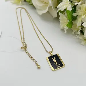 Pre-owned Yves Saint Laurent As Shown Shoulder Bags YSL Logo Ingot Pendant Necklace Vintage ys4510mr