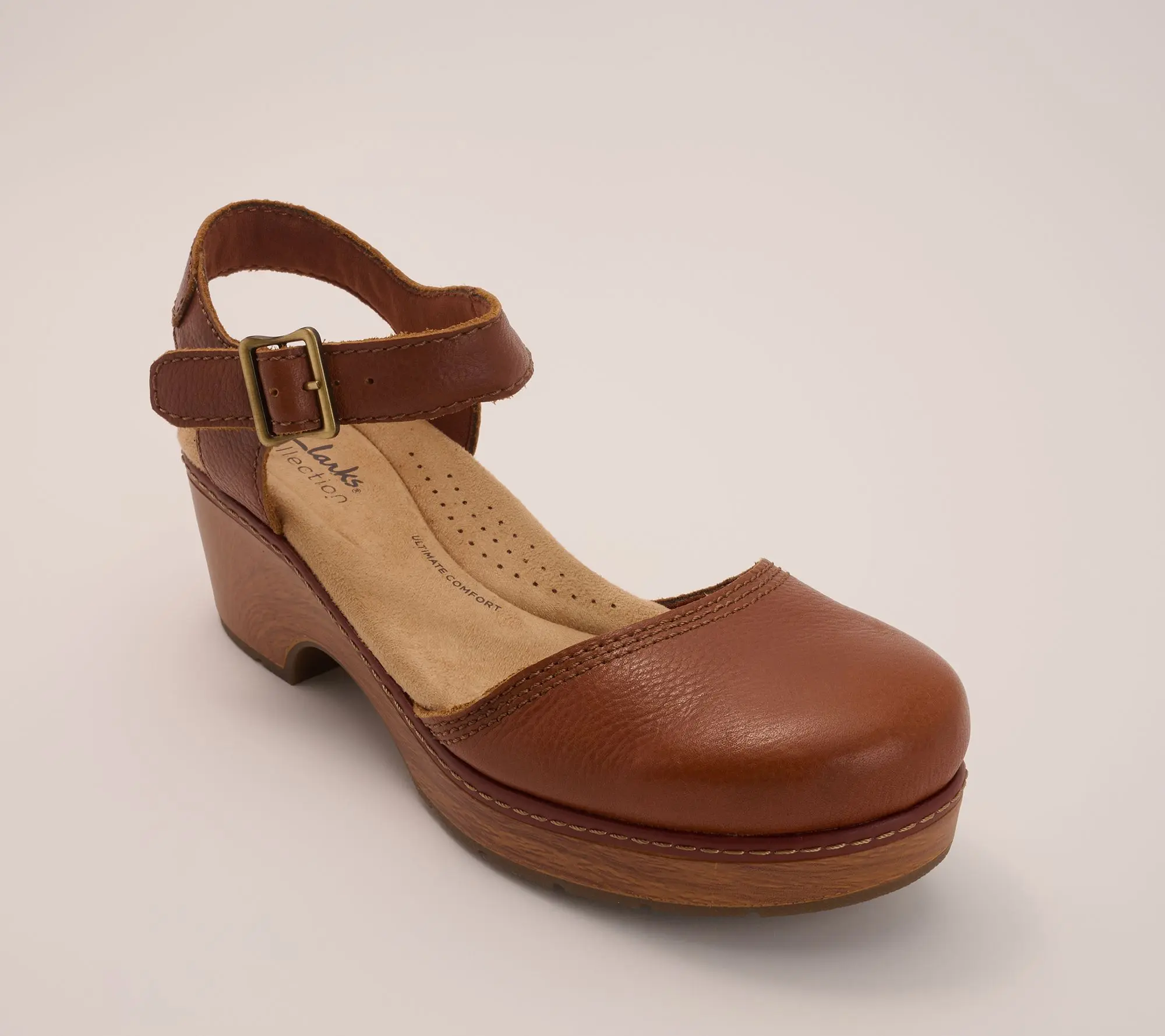 Clarks Collection Leather Platform Clogs -Paizlee Nora